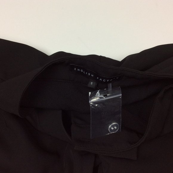 NWOT Wide Leg Trousers English Factory High Rise Snapside Black Modern Career S - Picture 4 of 13